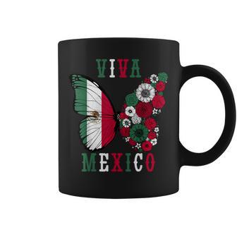 Viva Mexico Mexican Independence Day Butterfly Flower Mexico Coffee Mug - Thegiftio UK