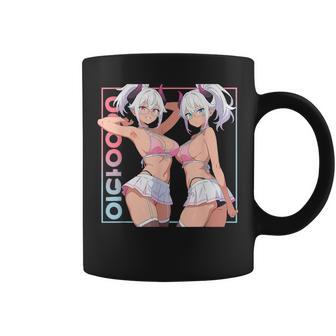 Waifu セクシー アニメ 女の子 角 ミニスカート 日本のレトロアート コーヒーマグ - Kawaiitshirt