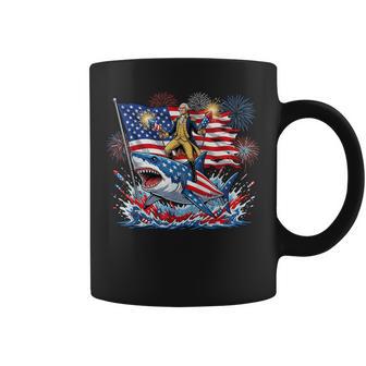 Washington Riding Shark July 4Th American Flag Patriot Coffee Mug - Thegiftio UK