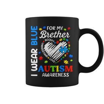 I Wear Blue For My Brother Autism Awareness Family Love Coffee Mug - Monsterry