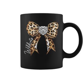 Wildcats Leopard Print Bow School Spirit Wildcat Mascot Coffee Mug | Seseable CA