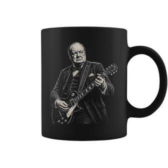 Winston Churchill Jouant De La Guitare Électrique À Bascule Humour Tasse - Cadeauxyz