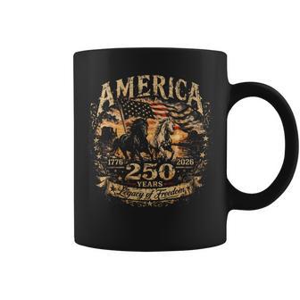 Women's America 250 Years Legacy Of Freedom Patriotic Horse Usa Flag Coffee Mug - Thegiftio UK