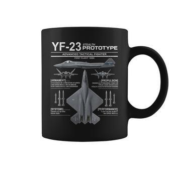 Yf-23ステルス戦闘機ミリタリージェットスペックインフォグラフィック コーヒーマグ - Kawaiitshirt