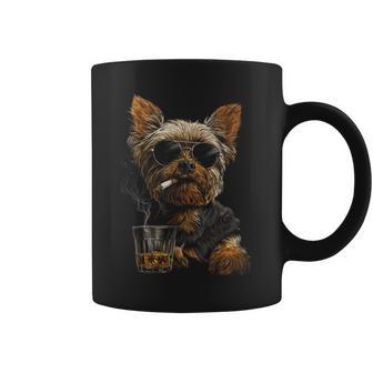 Yorkshire Terrier Smoking Cigarette Whisky Lover Dog Coffee Mug - Thegiftio UK