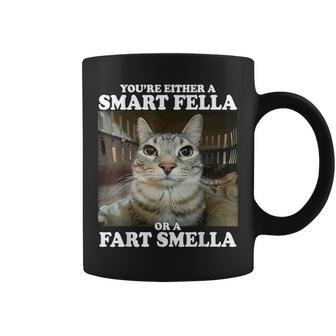 You're Either A Smart Fella Or A Fart Smella Cat Meme Coffee Mug - Thegiftio UK