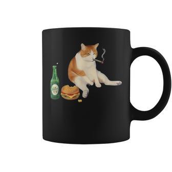 おもしろ猫 喫煙 ジョイント ビール タバコ キティ Gen Z ミーム コーヒーマグ - Kawaiitshirt