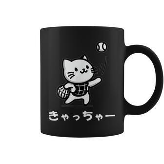 きゃっちゃー猫 面白い 野球 キャット かわいい 面白い キャッチャー おもしろ 文字 コーヒーマグ - Kawaiitshirt