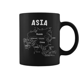 アジア、名前、国境の白い手描きの地図 コーヒーマグ - Kawaiitshirt