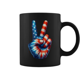 アメリカ国旗 愛国心 平和 手 指 サイン ジェスチャー コーヒーマグ - Kawaiitshirt