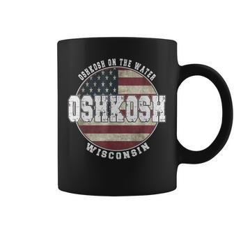 ウィスコンシン州オシュコシュ、ビンテージアメリカ国旗 コーヒーマグ - Kawaiitshirt