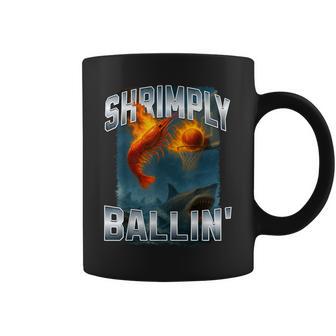 エビのバリン 燃えるようなエビがサメの上に沈むミーム。 コーヒーマグ - Kawaiitshirt