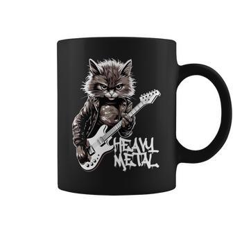 ギターを弾く猫 ヘヴィメタル ロックキャット おもしろギタリスト 長袖tシャツ コーヒーマグ - Kawaiitshirt
