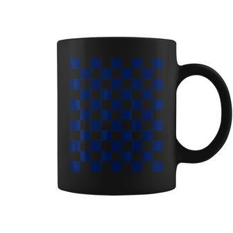 クールネイビーブルー、市松模様、市松 コーヒーマグ - Kawaiitshirt