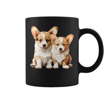 コーギー子犬 長袖tシャツ コーヒーマグ - Kawaiitshirt