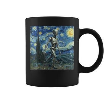 ゴッホ 星月夜 未来アート 面白い ロボット ウォーキング コーヒーマグ - Kawaiitshirt