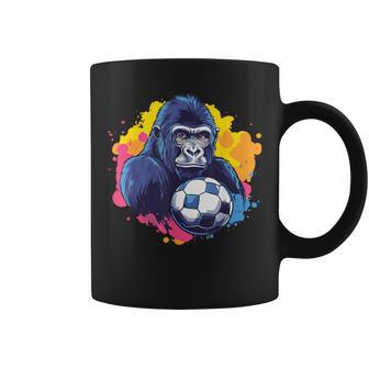 ゴリラ サッカーボール 鮮やかな色 コーヒーマグ - Kawaiitshirt