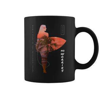 サーファーガール カリフォルニア サンセット ビーチ サーフガール コーヒーマグ - Kawaiitshirt