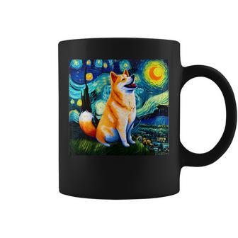 シバイヌ 面白いtシャツ 柴犬 犬 ゴッホ 星月夜 かわいい メンズ 子供 おもしろ 服 グッズ ネタ コーヒーマグ - Kawaiitshirt