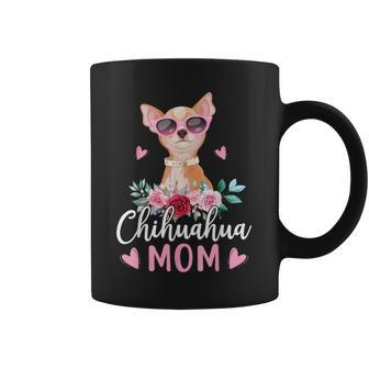 チワワの所有者のためのかわいいチワワのママサングラスの花 コーヒーマグ - Kawaiitshirt