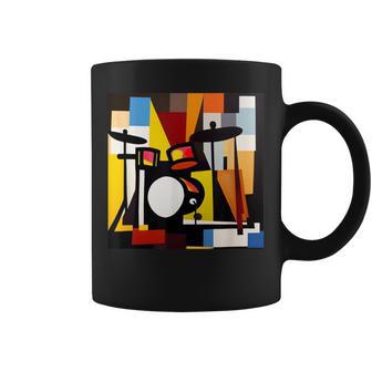 ドラムモチーフ カラフル シルエット 楽器 ドラマー コーヒーマグ - Kawaiitshirt