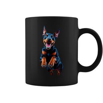 ドーベルマン 犬好きのジャンピングデザイン かわいい 面白い ドーベルマン コーヒーマグ - Kawaiitshirt