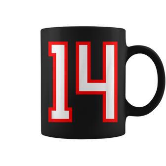 ナンバー 14 スポーツ ホワイト レッド ナンバー 14 コーヒーマグ - Kawaiitshirt