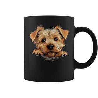 ノーフォークテリア 犬 ママ パパ 覗き見 子犬 コーヒーマグ - Kawaiitshirt