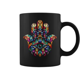 ハムサ カムサ シンボル ステンドグラス アートスタイル クリスマス コーヒーマグ - Kawaiitshirt