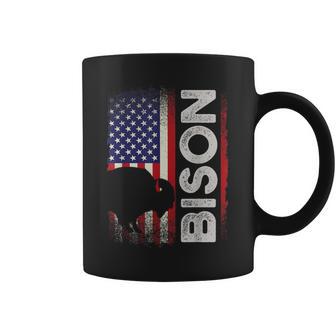 ハンティング アメリカンバイソン クリエイティブ ユーズド加工 アメリカ国旗 ハンター コーヒーマグ - Kawaiitshirt
