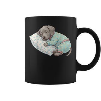 パジャマで寝ているかわいいワイマラナー犬就寝アート コーヒーマグ - Kawaiitshirt
