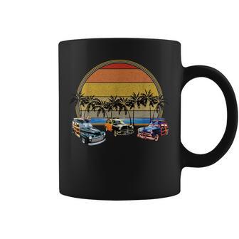 ビーチのレトロな車 ヴィンテージ グランジサンセット コーヒーマグ - Kawaiitshirt