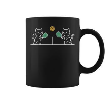 ピックルボール 猫 おもしろ ミニマル パドル アート ねこ好き ラリー コート 仲間 誕生日 かわいい 運動 楽しい コーヒーマグ - Kawaiitshirt