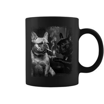 フレンチブルドッグ 喫煙犬 ライター モノクロアート 長袖tシャツ コーヒーマグ - Kawaiitshirt