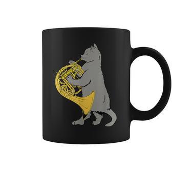 フレンチホルンを弾く猫 クール ミュージシャン オーケストラ コーヒーマグ - Kawaiitshirt