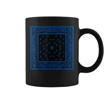 メンズ ブラックブルーバンダナプリントtシャツ ロイヤルブルーペイズリー柄 コーヒーマグ - Kawaiitshirt