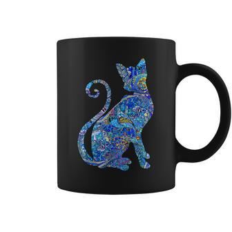 ブルー ペイズリーキャット コーヒーマグ - Kawaiitshirt