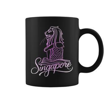 マーライオンのお土産デザインのシンガポールシティスカイライン コーヒーマグ - Kawaiitshirt