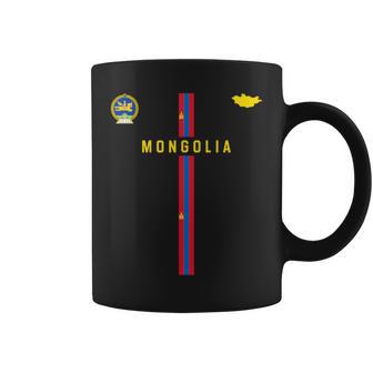モンゴル国旗、モンゴルのシルエットマップ、国章 コーヒーマグ - Kawaiitshirt