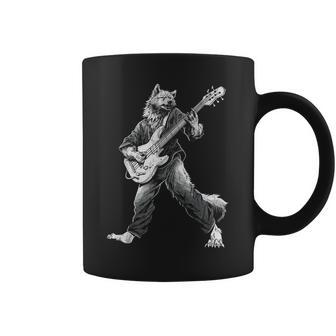 ロックンロールとギターのロッキングウルフ ヴィンテージ Rock Music コーヒーマグ - Kawaiitshirt