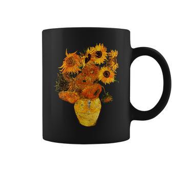 ヴァン・ゴッホ ひまわり ビンテージ イエローフラワー アートペインティング コーヒーマグ - Kawaiitshirt