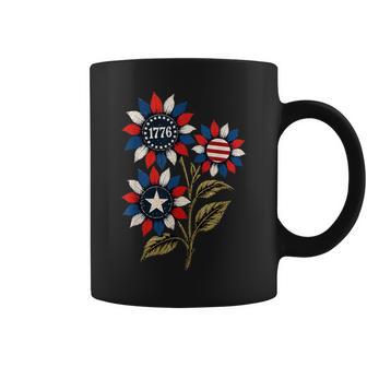 ヴィンテージ 1776 愛国心が強いひまわり アメリカ独立記念日 コーヒーマグ - Kawaiitshirt