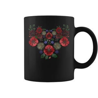 ヴィンテージ ウクライナ ヴィシバンカ スタイル シャツ キュート フローラル ウクライナ コーヒーマグ - Kawaiitshirt
