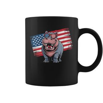 ヴィンテージ カバ アメリカ国旗 サングラス コーヒーマグ - Kawaiitshirt