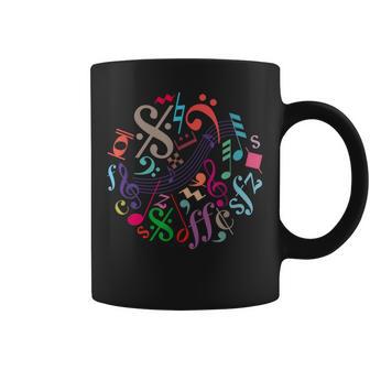 丸い色の音符、記号、サイン、ミュージシャン コーヒーマグ - Kawaiitshirt