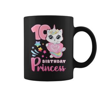 女の子、10歳の誕生日、ユニコーンキャット、ナンバー10 コーヒーマグ - Kawaiitshirt