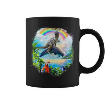 恐竜 ライディング イルカ レインボー イルカ コーヒーマグ - Kawaiitshirt