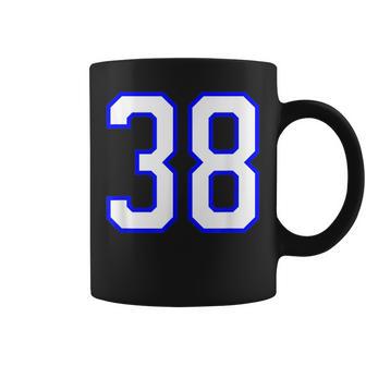 数字 38 Thirty Eight スポーツジャージ ホワイト ブルー 誕生日年齢 コーヒーマグ - Kawaiitshirt