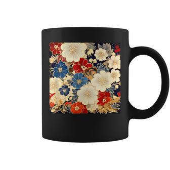 日本のヴィンテージ花柄着物 コーヒーマグ - Kawaiitshirt