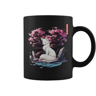 日本キツネ 妖怪 白狐 幽霊 浮世 E さくら コーヒーマグ - Kawaiitshirt